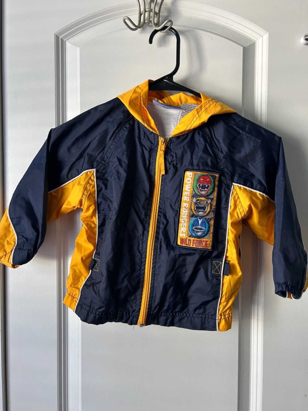 Y2K Power Rangers Wild Force Kids Windbreaker Jacket - Navy/Yellow Vintage 2002